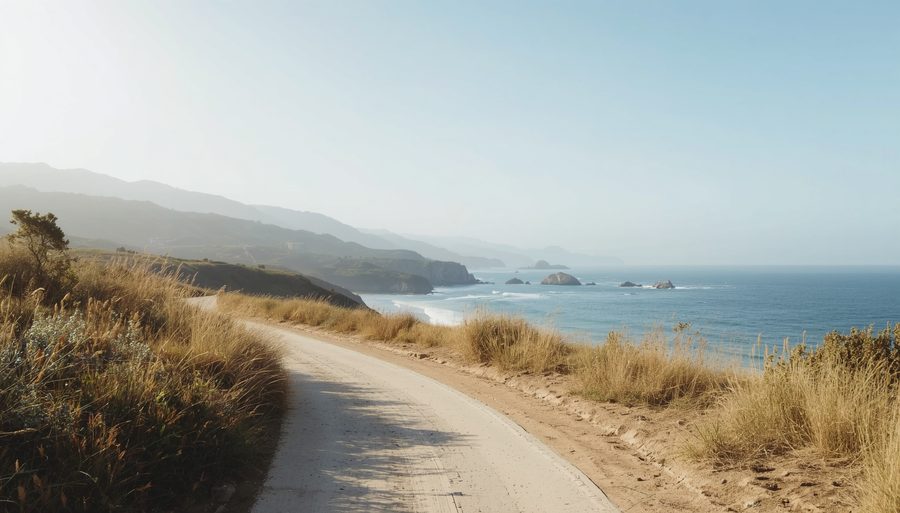 Open coastal path heading toward the Pacific — group therapy as a shared journey forward